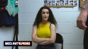 loss prevention officer catches curly hair teen lyra lockhart shoplifting and fuck her in the back office 1733506557